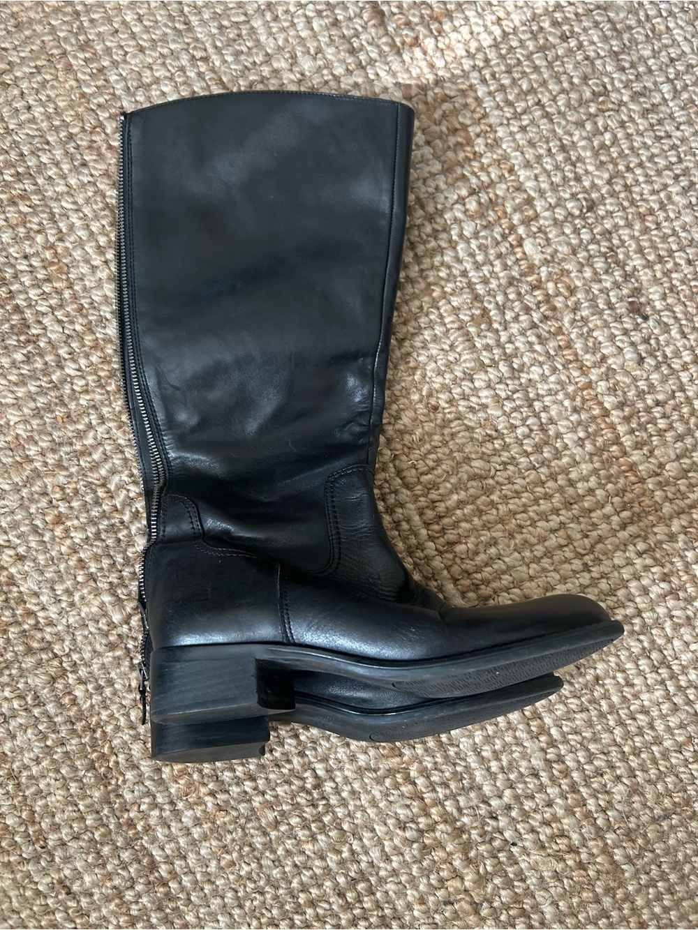 FRANCO SARTO  Black Leather Knee-High Heeled Boots